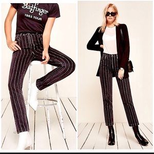 Reformation High Rise Button Fly striped pants 27